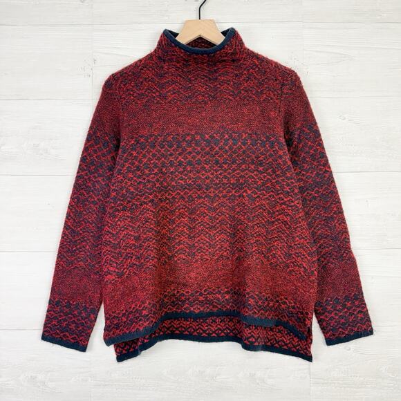 Habitat Mock Neck Sweater Womens Small Red Fair Isle Cozy Knit Pullover Holiday - Picture 2 of 14